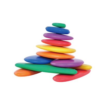 China Custom Build Toy Creativity Stacking Up Game Rainbow Pebble Stone Education Toy Set Stacking Stones For Kids for sale