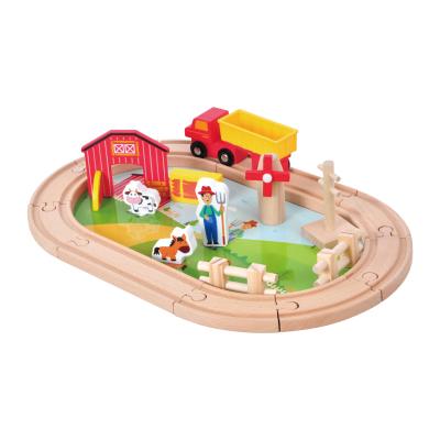 China Smart Slotting Toy 23pcs Building Blocks Grow Wooden Train Rail Toys Railroad Tracks Slot Set For Kids for sale