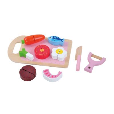 China Wooden Kitchen Food Toys Pretend To Play Set Wooden Vegetable Slicing Toy With Board for sale