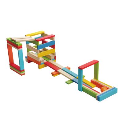 China 200PCS Colorful Early Educational Building Toy Children Wooden Stacking Building Blocks With Two Balls for sale