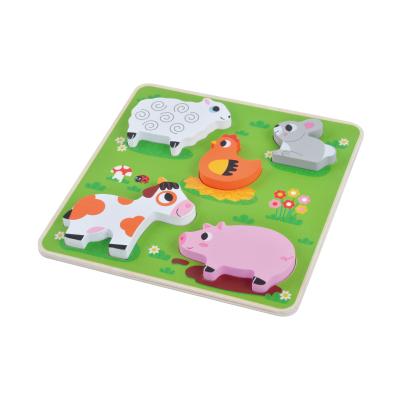 China Toy Educational Custom Wooden Animal Shaped Jigsaw Puzzle 3D Kids Cartoon Wooden Animal Toy Jigsaw Puzzle for sale