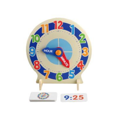 China Educational Plywood Kids Time Learning Wooden Clock Toys For Children for sale