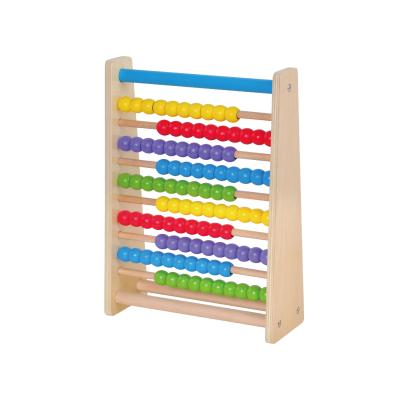 China Pine Wood Rainbow Color Math Manipulative Numbers Counting Wooden Bead Abacus Toy Abacus For Kids for sale