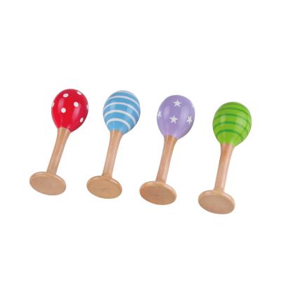 China Toy Children's Musical Instruments Mini Musical Educational Colorful Maraca Toy Wooden Maracas For Kids for sale