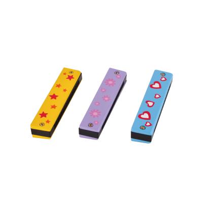 China Toy Wooden Musical Educational Instrument 16 Holes Harmonica Wooden Chromatic Harmonica Educational Toys for sale