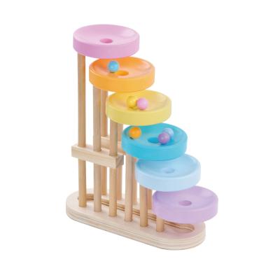 China Educational Toys Popular Trend Early Learning Stage Train MDF Pine Wood Colorful Ball Game 20*8*24.3cm for sale