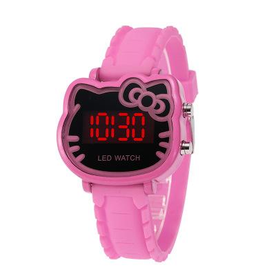 China 2019 Date New Arrival Silicone KT Cartoon Kids Students Kids LED Digital Automatic Watches for sale