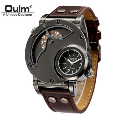 China Water Resistant Oulm Designer Brand Luxury Watches For Men Dual Leather Casual Sport Watch Quartz Watch Man Clock Relogio Masculino Masculino Masculino for sale