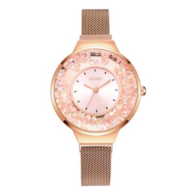 China New Brand Non-Specific Magnetic Women Watch Fashion Moving Rhinestone Magnet Buckle Elegant Rose Gold Ladies Wristwatch Luxury Women Watches for sale