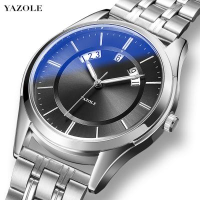 China Full Calendar YAZOLE 513 Men Fashion Business Stainless Steel Band Quartz Wristwatch Top Luxury Brand Male Calendar Blue Quarter Wrist Watch for sale