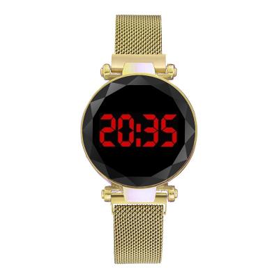 China Magnetic Bracelet Watch Women Rose Gold Ladies Wrist Watches Auto Date LED Display Women's Magnetic Strap Watch for sale