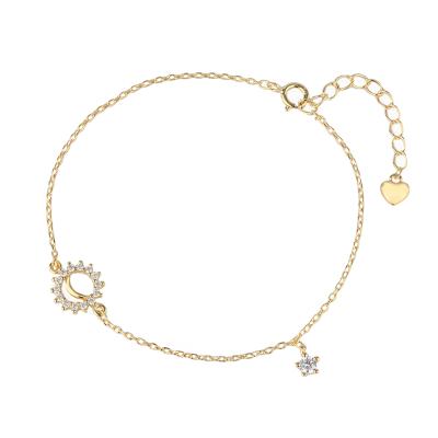 China FASHIONABLE s925 18k gold plated small star sun ladies bracelet charm zircon bracelet for sale