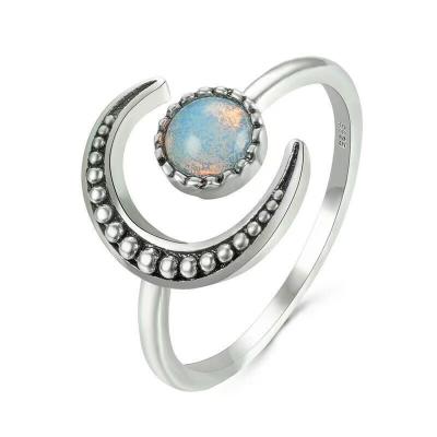 China CLASSIC Hot Selling Amazon Wedding Rings Ladies Moon Opal Fashion Open Ring Wholesale for sale