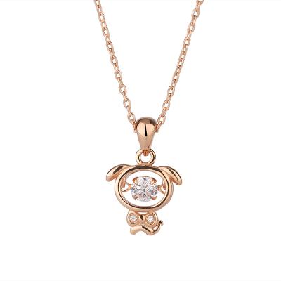 China s925Fashion Trendy Necklace Cute Bear Sterling Silver Crystal Necklace for sale