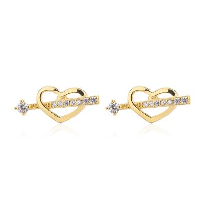 China 925 Sterling Silver Fashion Love Zircon Heart Zircon Sweet Stud Earrings Women Stud Earrings for sale