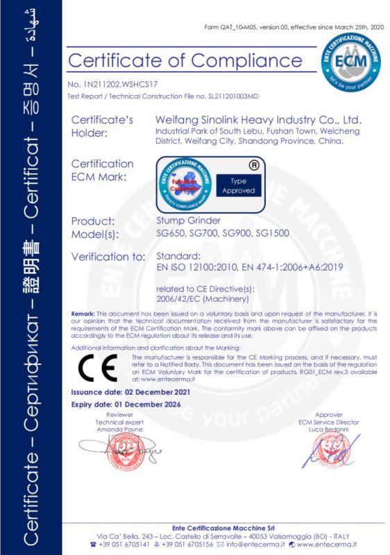 CE - Weifang Sinolink Heavy Industry Co., Ltd.