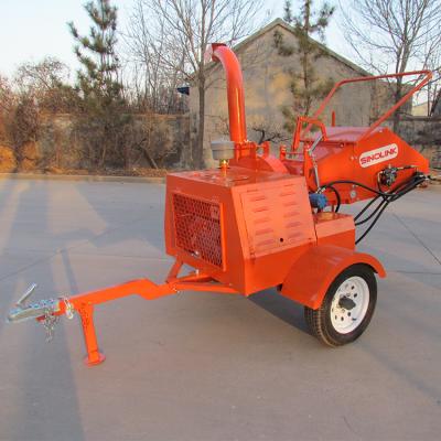 China Machinery Repairs Workshop 15hp Gasoline Engine Road Tracked German Wood Chipper Shredder Trailer Driven Mounted Mobile Wood Chipper Shredder for sale