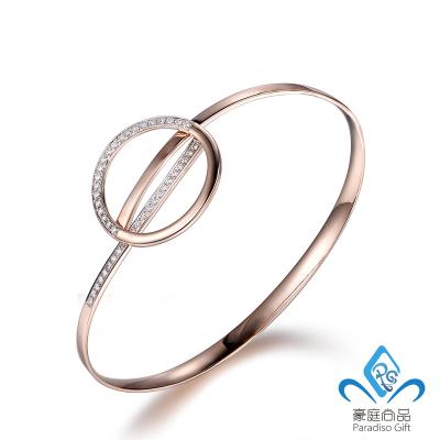 China Fashion Daily Fashion Jewelry Design 14K / 18K Real Gold Diamond Bangle for sale