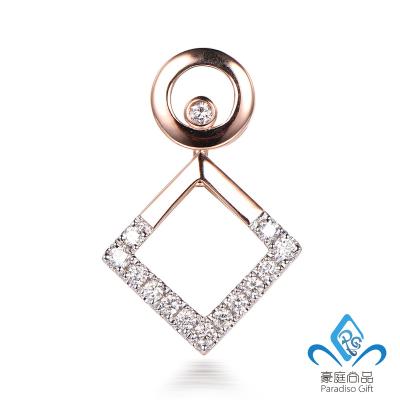 China TRENDY Custom Unique Square Shaped Jewelry Designs 14K / 18K High Quality Real Gold Diamond Pendant for sale