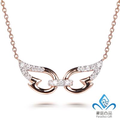 China TRENDY Fashion Jewelry Elegant Wings Designs 14K/18K Real Gold Diamond Necklace for sale