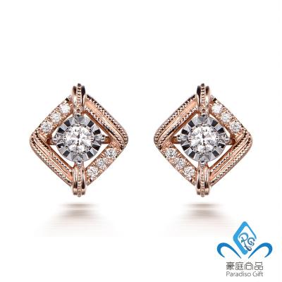 China Vintage Jewelry Designs Real Diamond Shaped 14K/18K Unique Custom High Quality Diamond Earrings For Woman Gold for sale