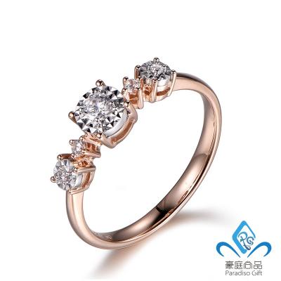 China Custom Fashion Illusion Fashion Personalized Jewelry Designs 14K/18K Real Gold Diamond Ring for sale