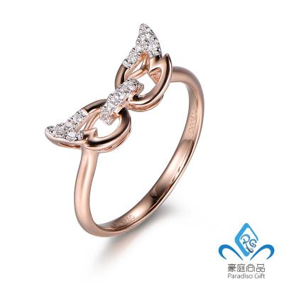 China TRENDARY Fashion Costume Jewelry Luxurious Wings Designs 14K/18K Real Gold Diamond Ring for sale