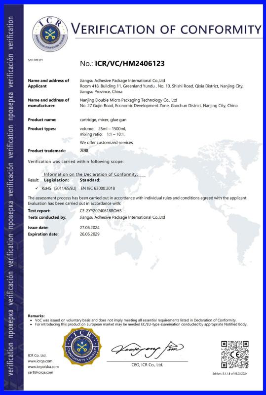 CE - Jiangsu Adhesive Package International Co., Ltd.