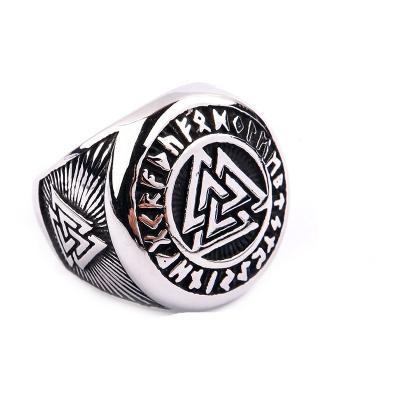 China European and American fashion Viking stainless steel triangle pattern men and women personality titanium ring retro punk steel ring for sale