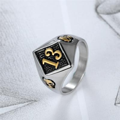 China Classic Hiphop Skull Jewelry Stainless Steel Number 13 Motor Biker Ring Jewelery for sale