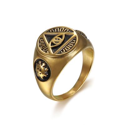 China Hiphop Triargle Eye of God Rings Pyramid Horus Ra Ring Jewelry Masonic Rings for sale