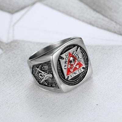 China Customized Religious Skull Bike Jewelry Ring Stainless Steel Oil Drop Rings Men's Colorful Enamel Ring for sale