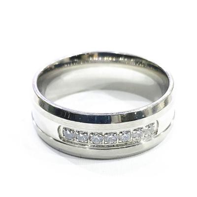 China CLASSIC High Polished Polish Stainless Steel Mirror Band Rings Men Jewelry CNC Setting Tungsten Carbide CZ Stone Wedding Ring for sale