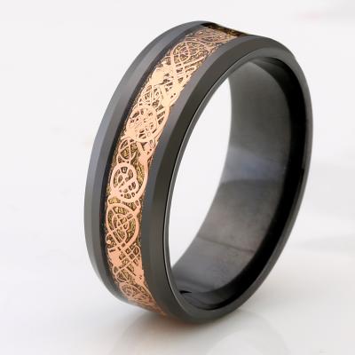 China Other Fashionable Tungsten Ring Wooden Inlay Band Ring Jewelry Ring With IP Gold Plated Digit for sale