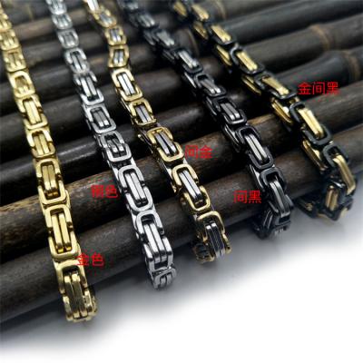 China Punk Mechanic Byzantine Biker Urban Heavy Chain Necklace For Men For Teen Black Silver Gold Tone Stainless Steel for sale