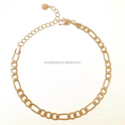 China Stainless Steel Gold Nickel Free Single Anklet Designs Women Men Ankle Chain Foot Cuban Chain Jewelry for sale