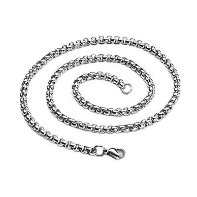 China CLASSIC Silver Polish Men's Necklace Chain Mens Square Box Pendants Titanium Steel Link Chain for sale