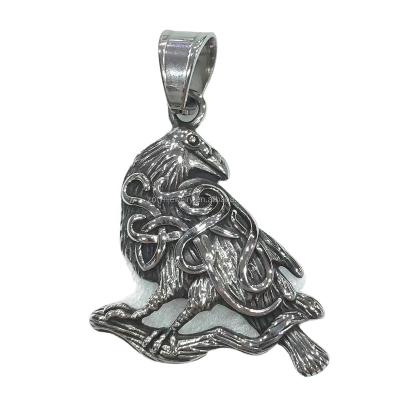 China World Gothic Crow Memory Stainless Steel Bird Pendants Viking Jewelry Dark Pendant Charm for sale