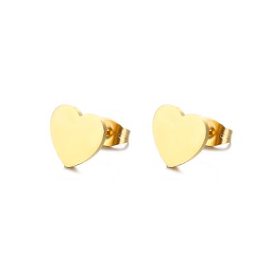 China Other Stainless Steel Heart Stud Earring For Women Fit Flower Hollow Gold Engagement Jewelry And Silver Color Lover for sale