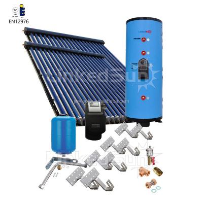 China Aluminum & EN12976 Certificated Steel Slot Coated Pressured Water Solar Heater System Kit for sale