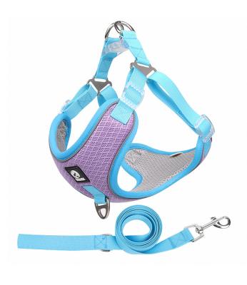 China 2022 Amazon Mesh Vest Type Dog Harness Breathable Reflective Dog Harness And Leash Set Reflective Hot Sales New Style for sale