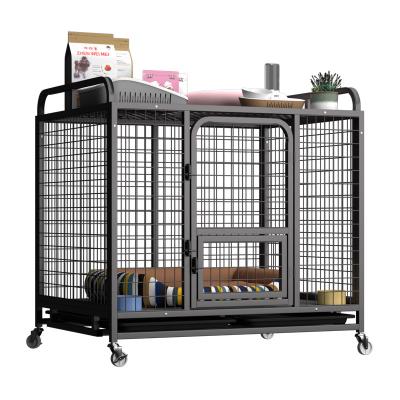 China 2022 Hot Sales Amazon Wire Dog Kennel Dog Cage Viable Collapsible Kennels Stainless Steel Indoor Wire Metal Kennel Cages With Tray for sale