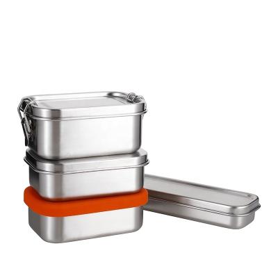 China Freshness Preservation Metal Lunch Box Stainless Steel Bento Lunch Box With 304 Cover Etc. stainless steel and silicone for sale