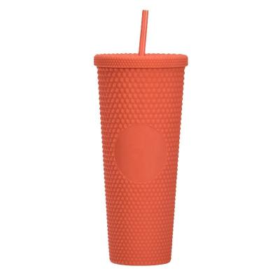 China Sustainable Durian Tumbler White With Straw Studded Tumbler With Lid And Straw for sale