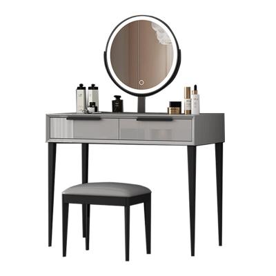 China Nordic Light Luxury Small Apartment Foldable Vanity Dressing Table Furniture Bedroom Style Drawer Modern Simple Gray Wardrobe With for sale