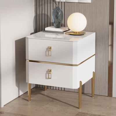 China Modern Bedroom Furniture Metal Wood Bedside Cabinet (Other) Bedside Cabinet 2-Drawer Unit Nightstands Bedside Table Adjustable Night Stand for sale