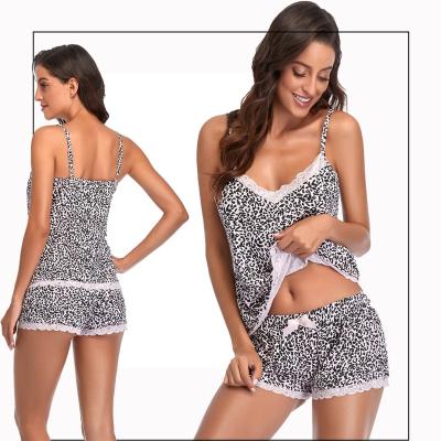 China QUICK DRY sexy lace v-neck women's dot&Leopard sling sling sleeveless lingeries nightwear for sale