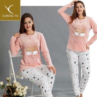 China Women's QUICK DRY Cute Cartoon Flannel Pajamas Winter Animal Pajamas Sets Nightgowns Sleepwear for sale