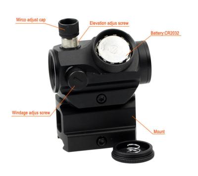 China Aircraft Aluminum High Mount Red Dot Sight Scope for sale