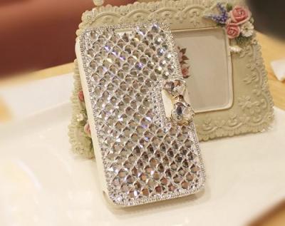 China Luxury Bling Diamond Bowknot Leather Mobile Phone Cases For Samsung Galaxy S2 for sale